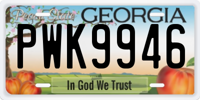 GA license plate PWK9946