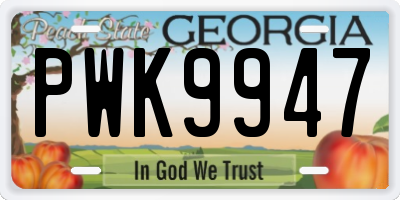GA license plate PWK9947