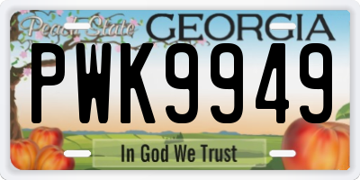 GA license plate PWK9949