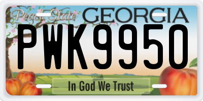 GA license plate PWK9950