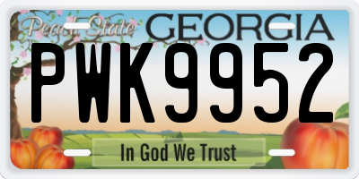 GA license plate PWK9952