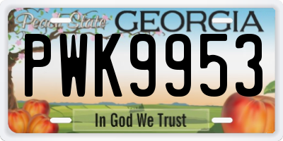 GA license plate PWK9953