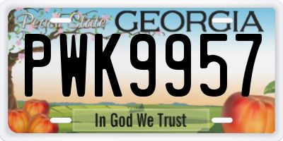 GA license plate PWK9957
