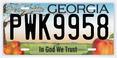 GA license plate PWK9958