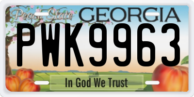 GA license plate PWK9963