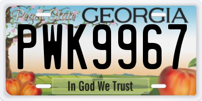 GA license plate PWK9967