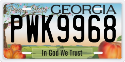 GA license plate PWK9968