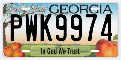 GA license plate PWK9974