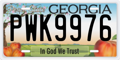 GA license plate PWK9976