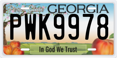 GA license plate PWK9978