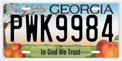 GA license plate PWK9984