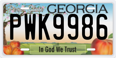 GA license plate PWK9986