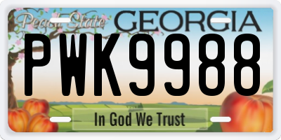 GA license plate PWK9988