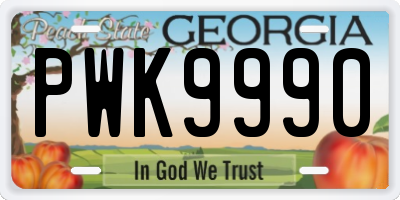 GA license plate PWK9990