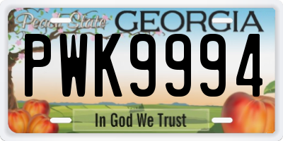 GA license plate PWK9994