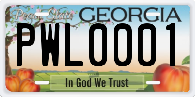 GA license plate PWL0001
