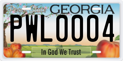 GA license plate PWL0004