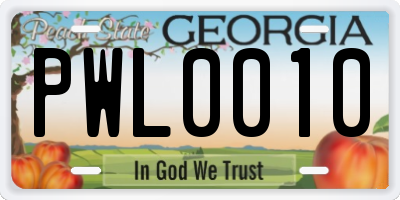 GA license plate PWL0010