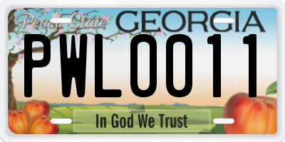 GA license plate PWL0011