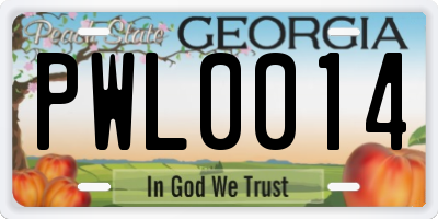 GA license plate PWL0014