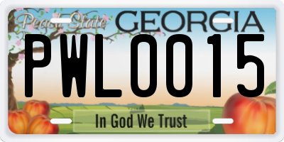 GA license plate PWL0015