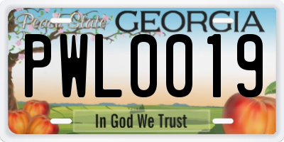 GA license plate PWL0019