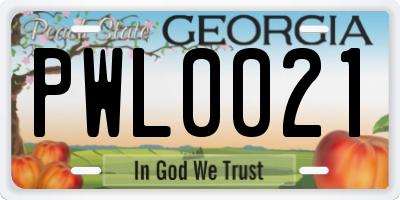 GA license plate PWL0021