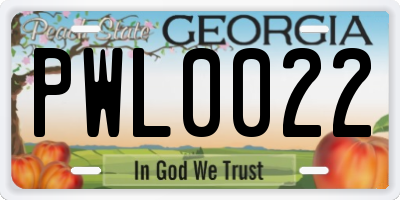 GA license plate PWL0022