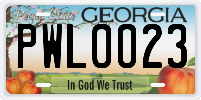 GA license plate PWL0023