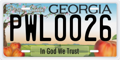 GA license plate PWL0026