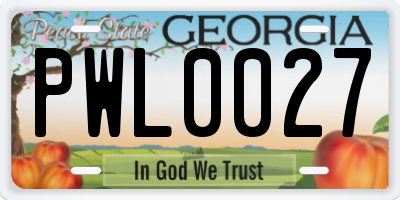 GA license plate PWL0027