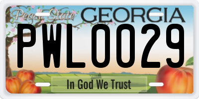 GA license plate PWL0029