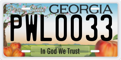 GA license plate PWL0033