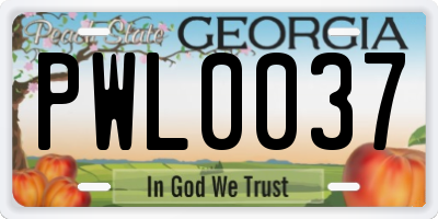 GA license plate PWL0037