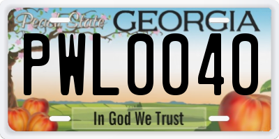 GA license plate PWL0040