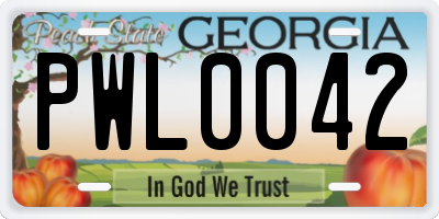 GA license plate PWL0042