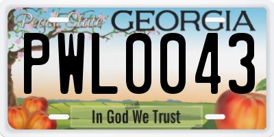 GA license plate PWL0043