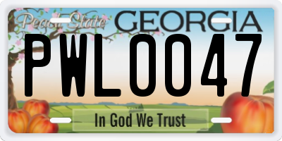 GA license plate PWL0047