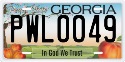 GA license plate PWL0049