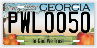 GA license plate PWL0050