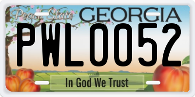 GA license plate PWL0052