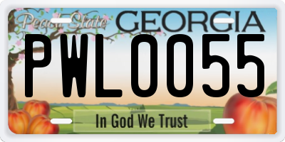 GA license plate PWL0055