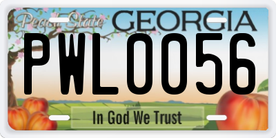 GA license plate PWL0056