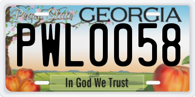 GA license plate PWL0058