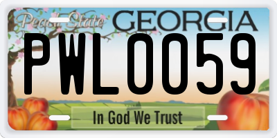 GA license plate PWL0059