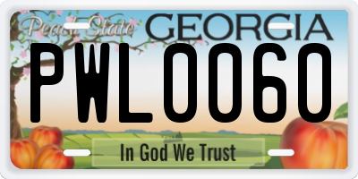 GA license plate PWL0060