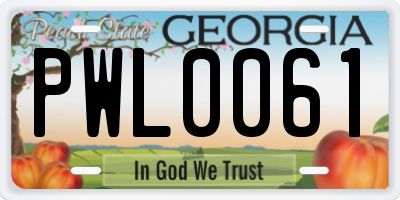 GA license plate PWL0061
