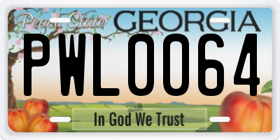 GA license plate PWL0064