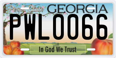 GA license plate PWL0066