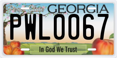 GA license plate PWL0067